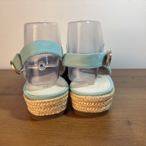 Anne Klein iflex Womens SZ 10 Mint Aqua Blue Wedge Heel Buckled Sling Back Shoes - Picture 6 of 11